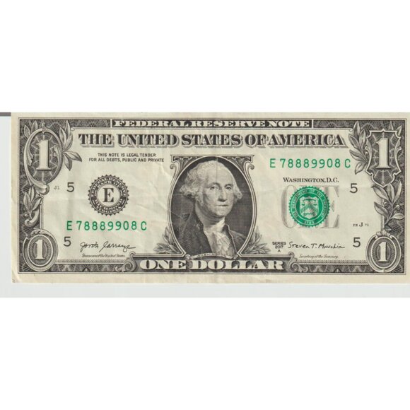 2017A $1 Fancy Note – Serial #E78889908C – Double Pair Pattern / Collectible - Picture 1 of 2